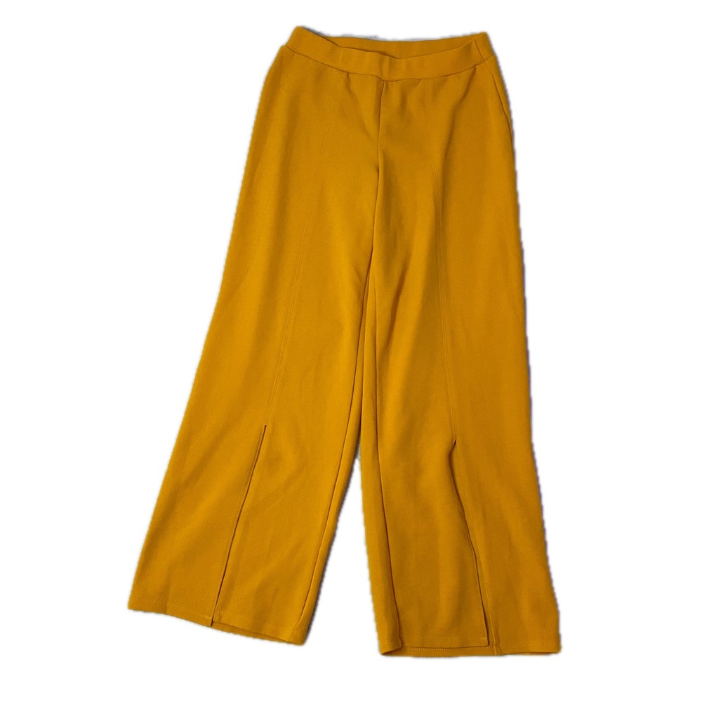 Ultra Flirt Womens Mustard Yellow Wide Leg Front Slit Pants Size L